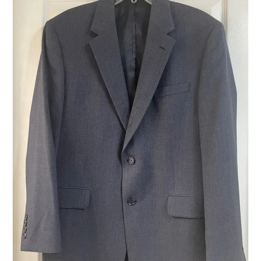 Jos. A‎ Bank Men's Dark Navy Black Wool Blend Sport Coat Blazer Suit Jacket 42R
